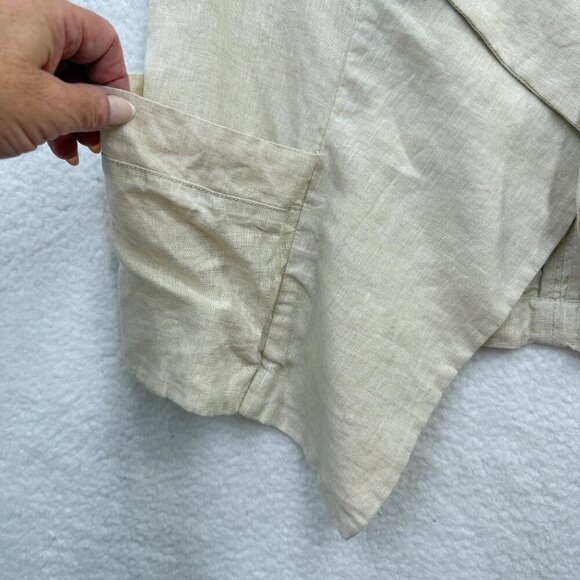 Kut from the Kloth Linen Open Drape Front Vest Coastal Boho Beige Womens XL NEW - Picture 3 of 10